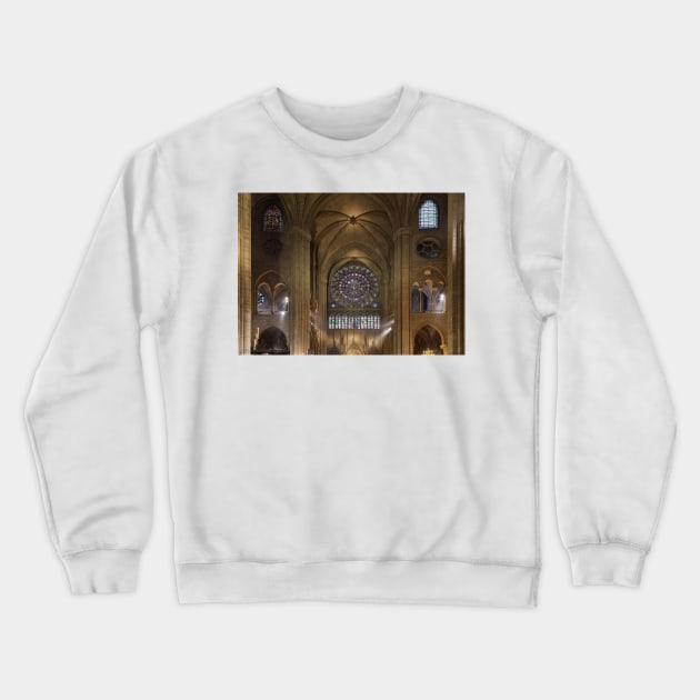 Notre Dame On The Inside - 4 - Glass Windows © Crewneck Sweatshirt by PrinceJohn